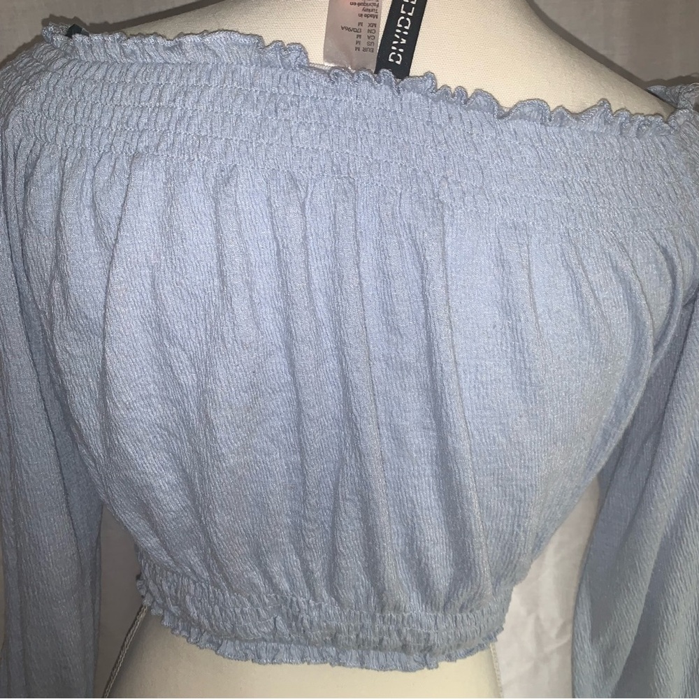 H&M Divided | Light Blue crop+long sleeve+off shoulder | Medium can fit Small - Picture 3 of 3